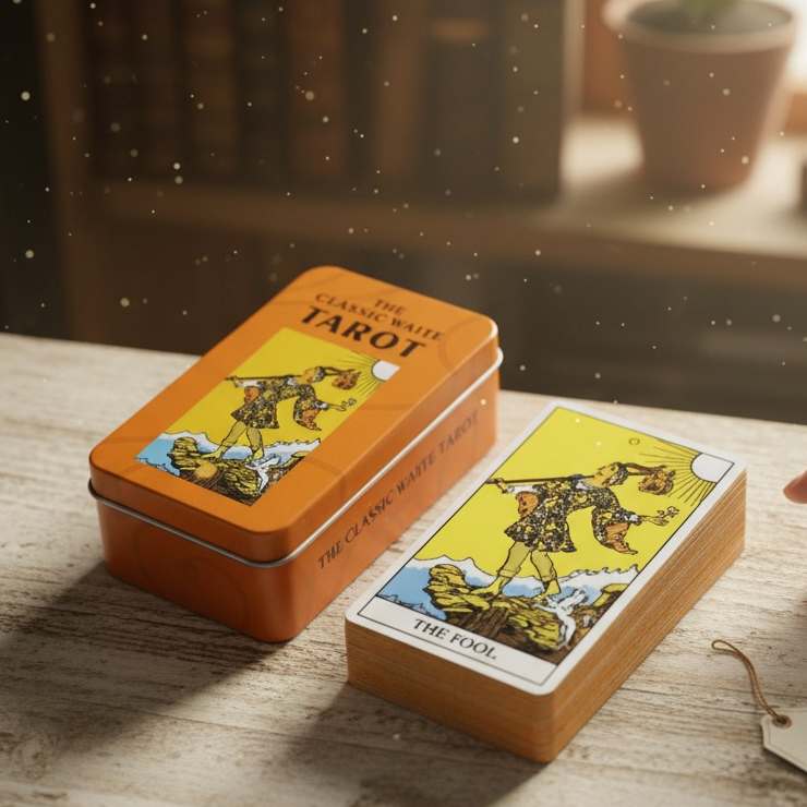 Tarot Waite bordes dorados + Caja de metal