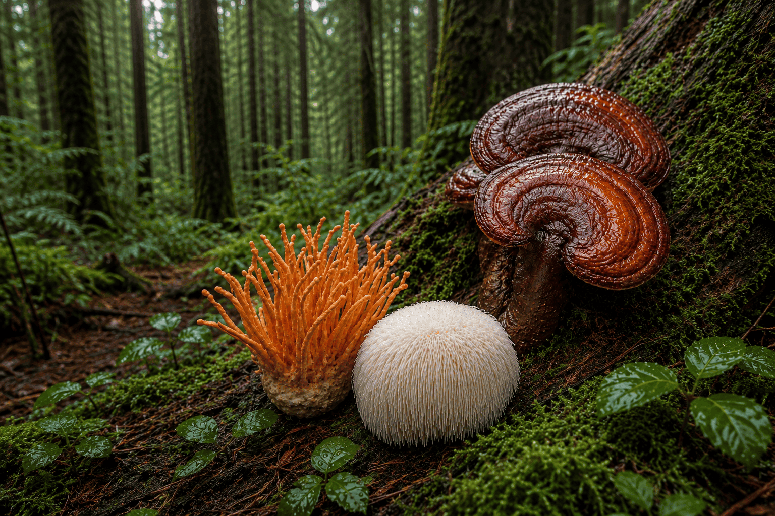 Hongos adaptógenos Reishi Melena de León Cordyceps